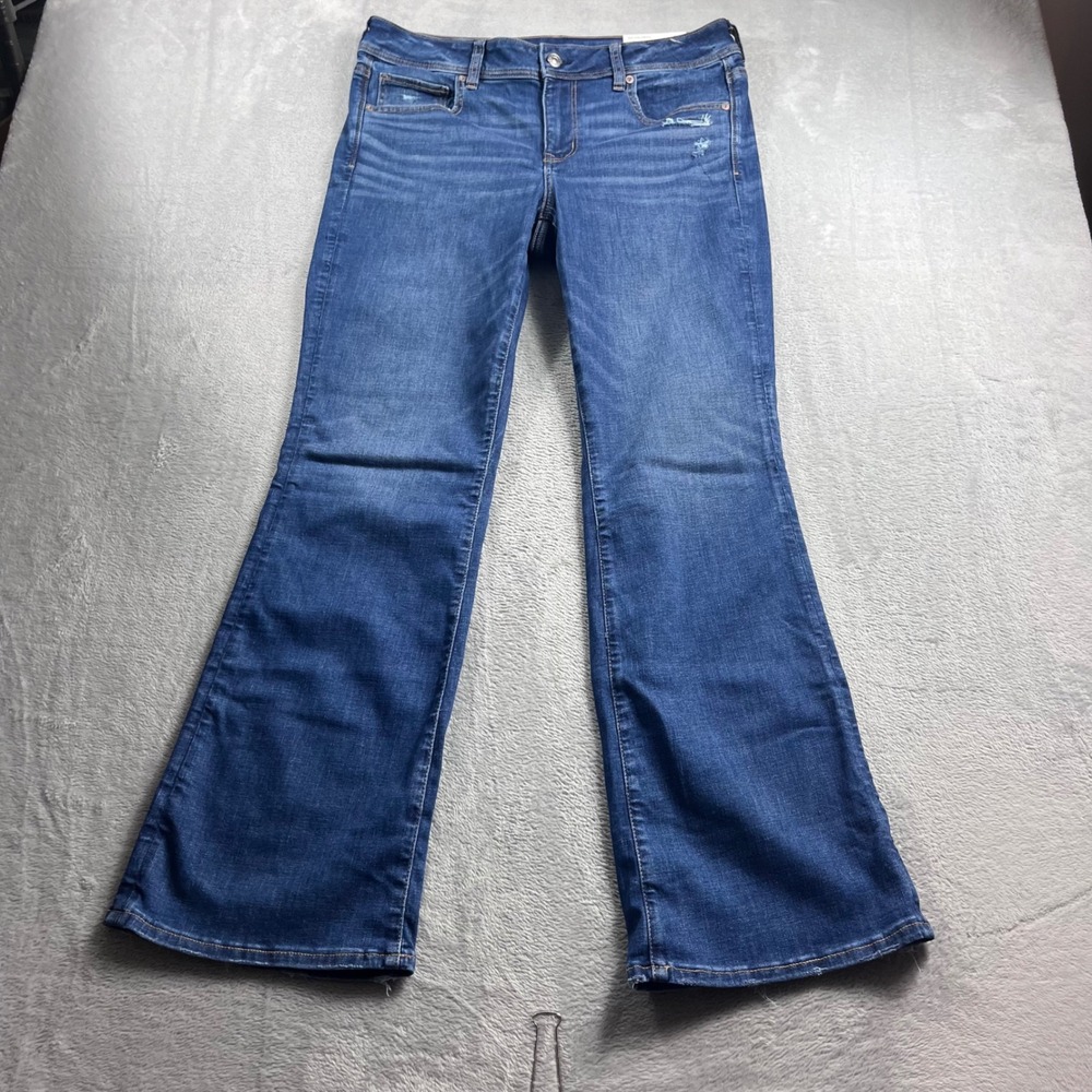 American Eagle Kick Boot Jeans Womens 14 Medium Indigo Next Level Stretch New